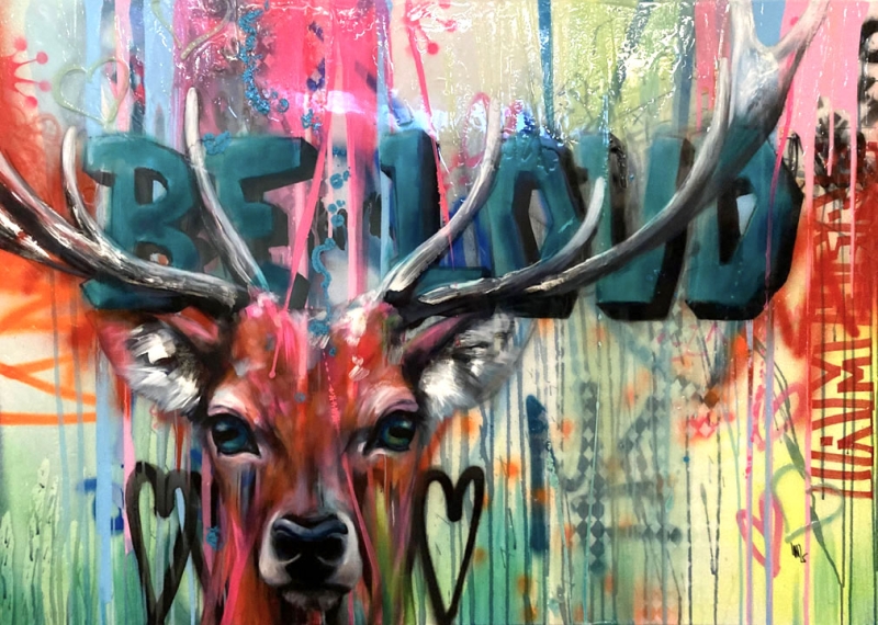 ILONA GRISS-SCHWÄRZLER: Deer graffiti (Be loud)